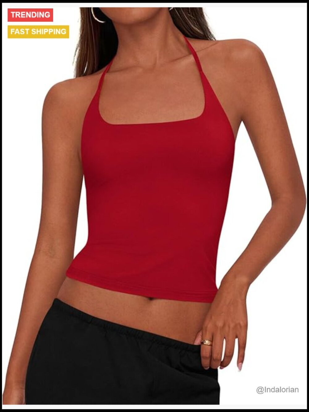 Halter Crop Top Adjustable Tie Back Square Neck Sleeveless Y2K Going Out Tank